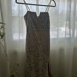 Lulu's White Lace Spaghetti Strap Dress